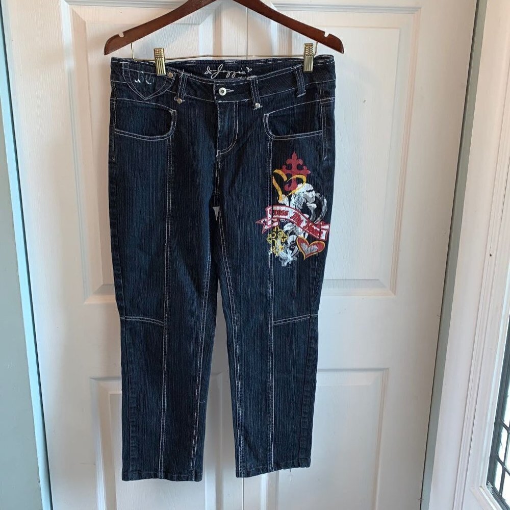 Jazzie Juniors Women Stretch Crop Jeans Graffiti - Picture 8 of 11